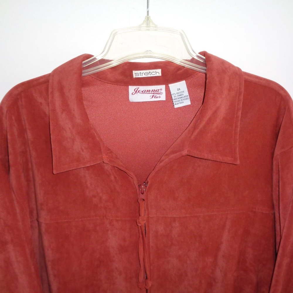 2X Rust Faux SUEDE BLAZER JACKET Zip Closure Wear Inside/Out Winter Spring Fall